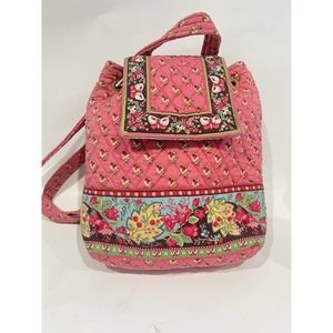 Vintage HTF Vera Bradley Pink Pansy Floral Mimi Backpack Retired